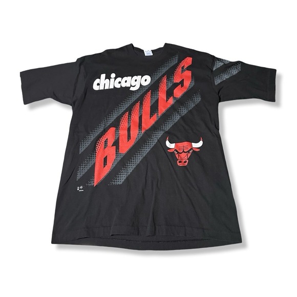 American Vintage Other - Vintage 90s Chicago Bulls Salem Sportswear AOP Black T Shirt Size XL NBA